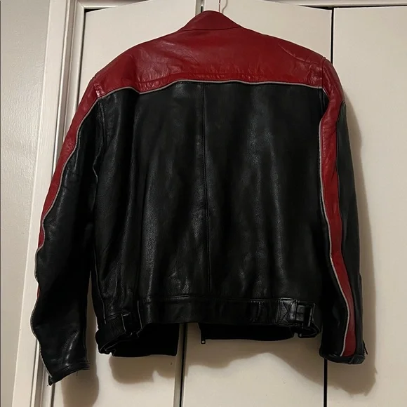 [International Male] Men's Red and Black Leather Jacket - Picture 2 of 8